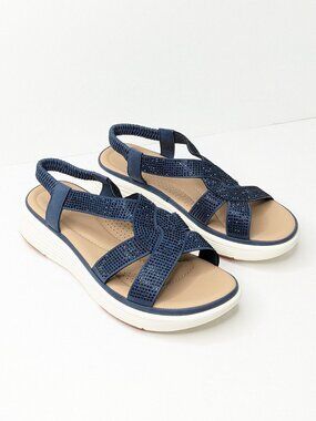 UBFEN Strappy Platform Casual Sandals, Navy Glitter, Women's 10 (EU 40)